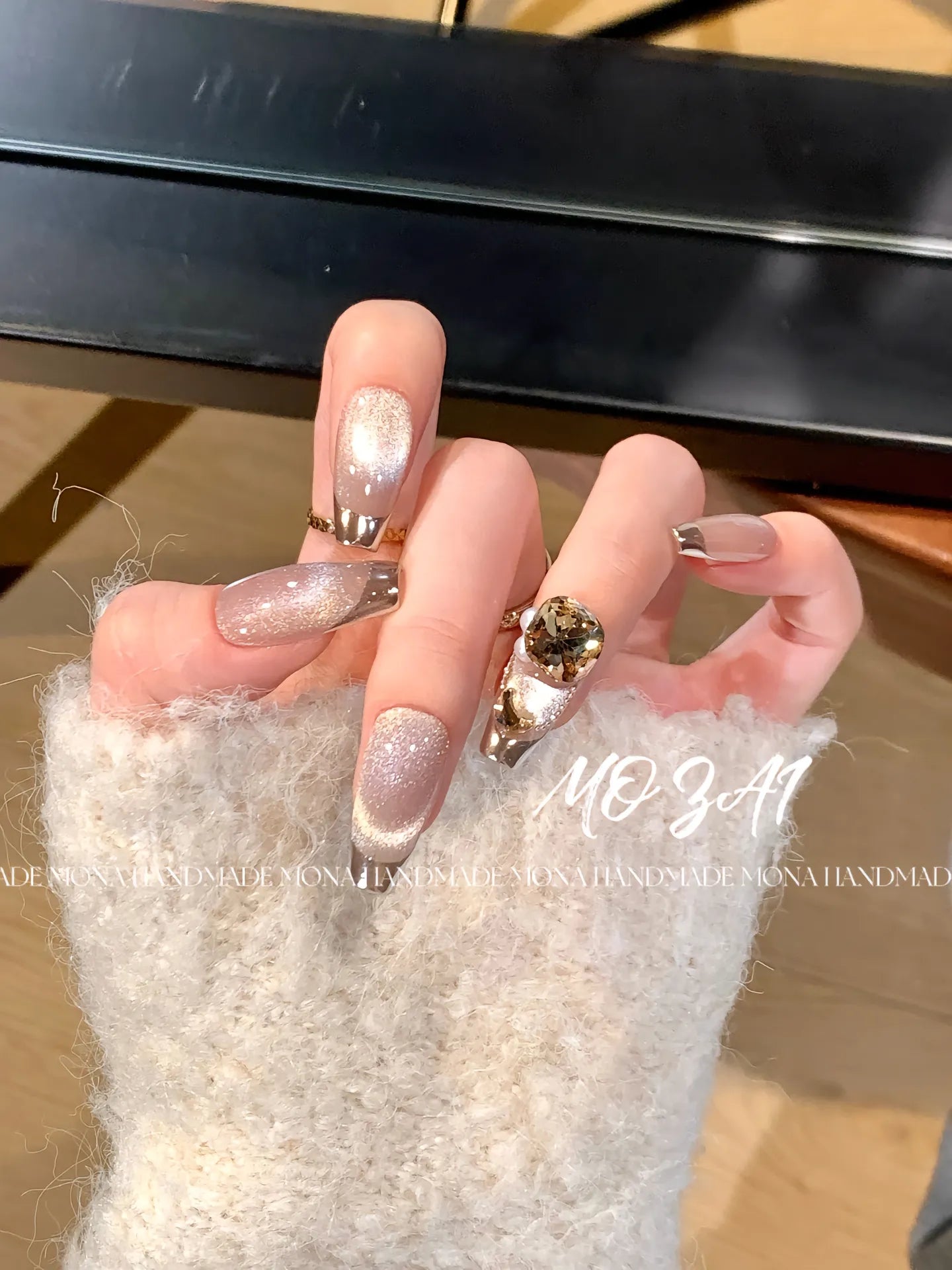 【Dream Paris 】Heavy Sparkling, Galaxy, Hand made; Press-on nails;