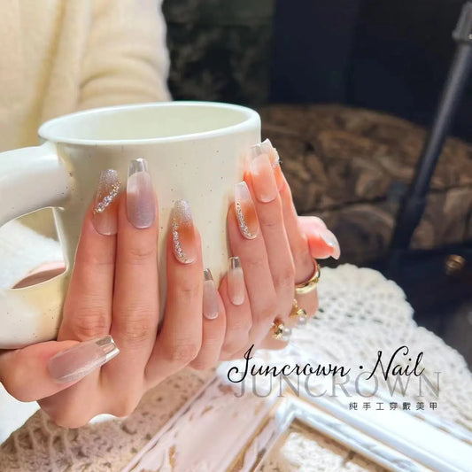 【Autumn luxury】hand made;  Gentle galaxy；French style; Press-on nails;