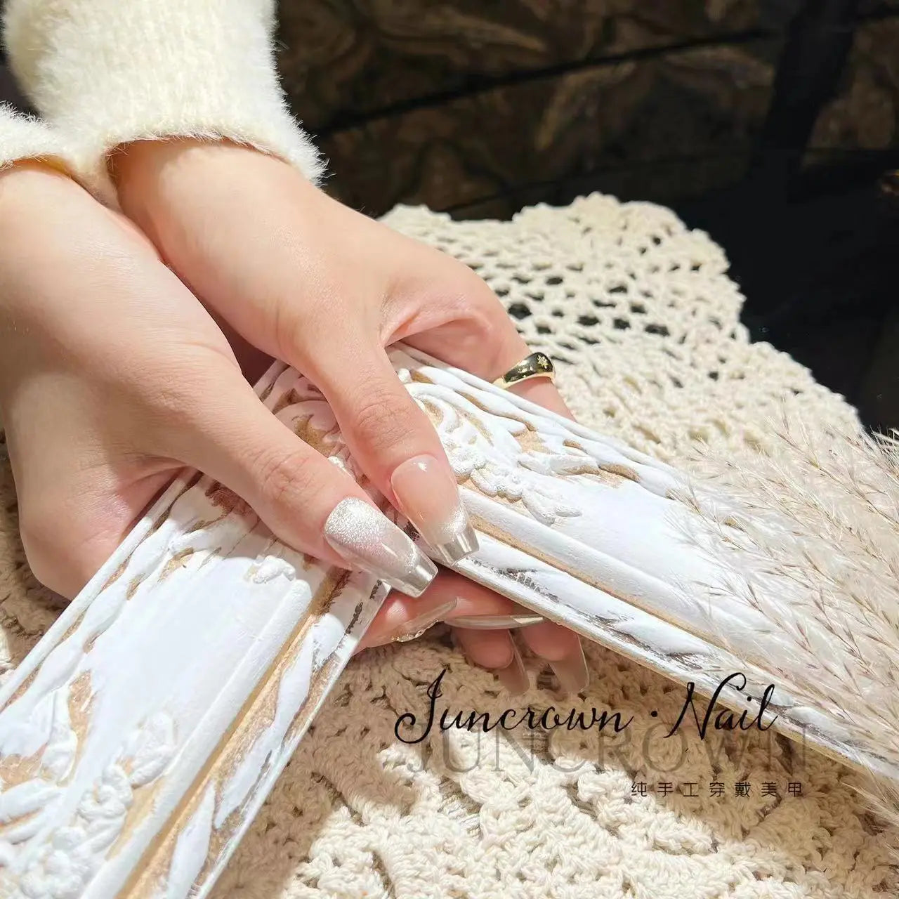 【Autumn luxury】hand made;  Gentle galaxy；French style; Press-on nails;