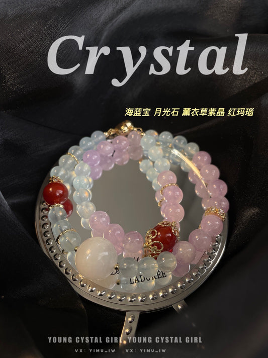 【Jewelry】 Lavender amethyst, aquamarine, moonstone, carnelian