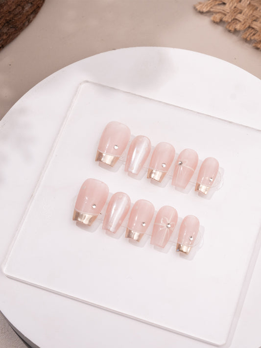 【LT83】hand made;  Press-on nails;Casual;Painted;French