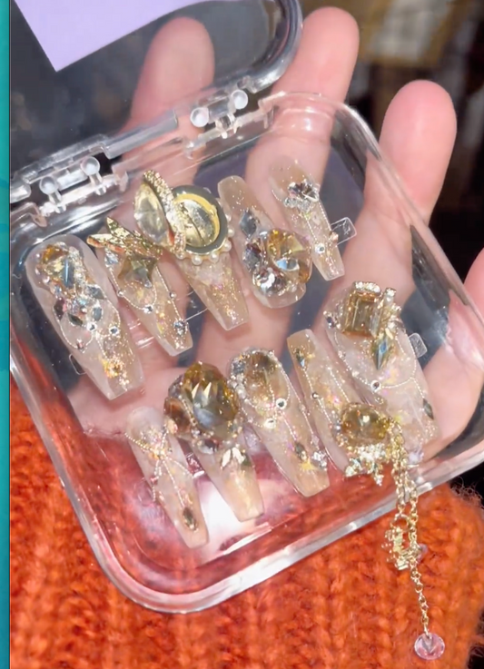 【Swarovski Customize】hand made;  Diamond；Press-on nails;
