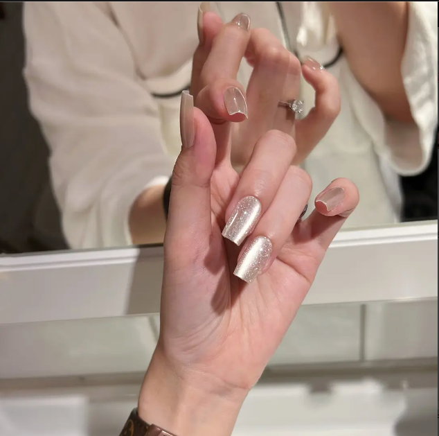 【Sliver moonlight】hand made;  Gentle galaxy；Cat eyes;Press-on nails;