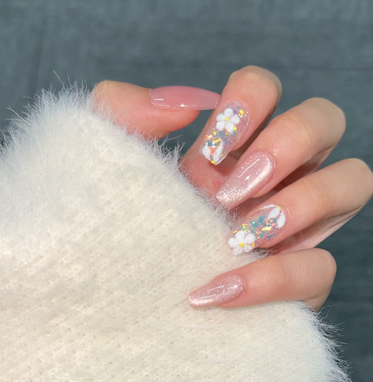 【Spring pond】hand made;  Press-on nails; Galaxy;