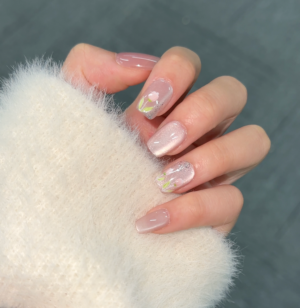 【 Tulip】hand made;  Press-on nails; Galaxy;  Painted