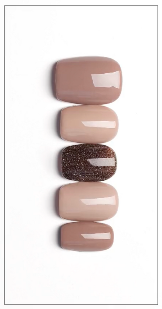 【  Caramel pudding】hand made;  Press-on nails; Office；Casual;