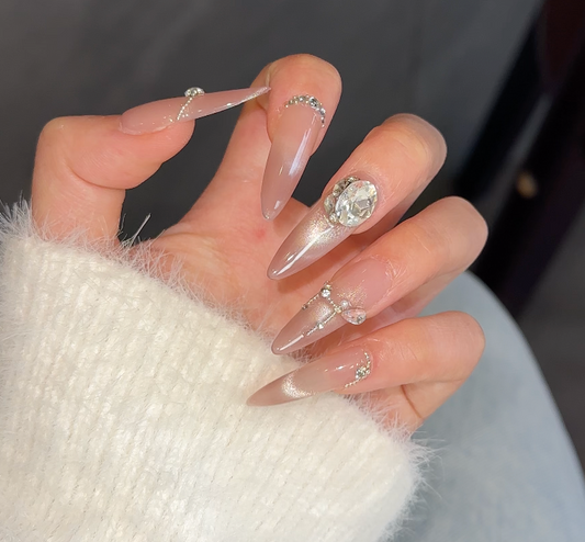 【 Sun's glam】hand made;  Press-on nails;Diamond