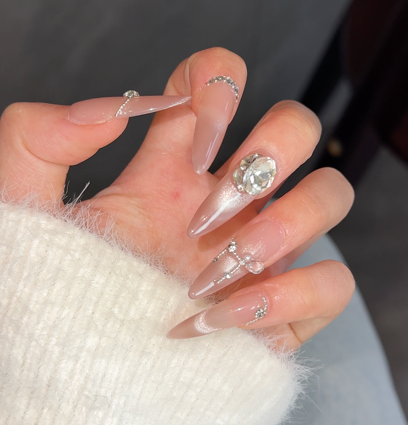 【 Sun's glam】hand made;  Press-on nails;Diamond