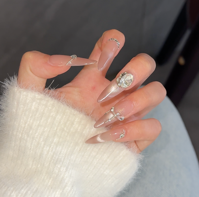 【 Sun's glam】hand made;  Press-on nails;Diamond