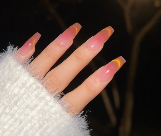 【 Orange dream】hand made;  Press-on nails;Galaxy;Cat eyes