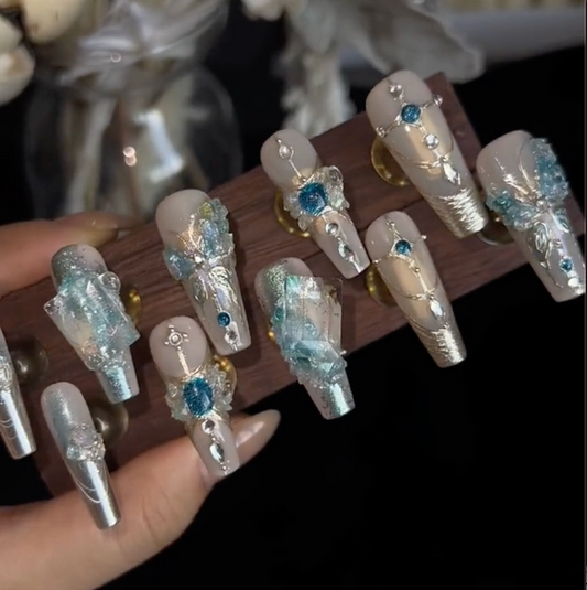 【 666】hand made;  Press-on nails; Diamond