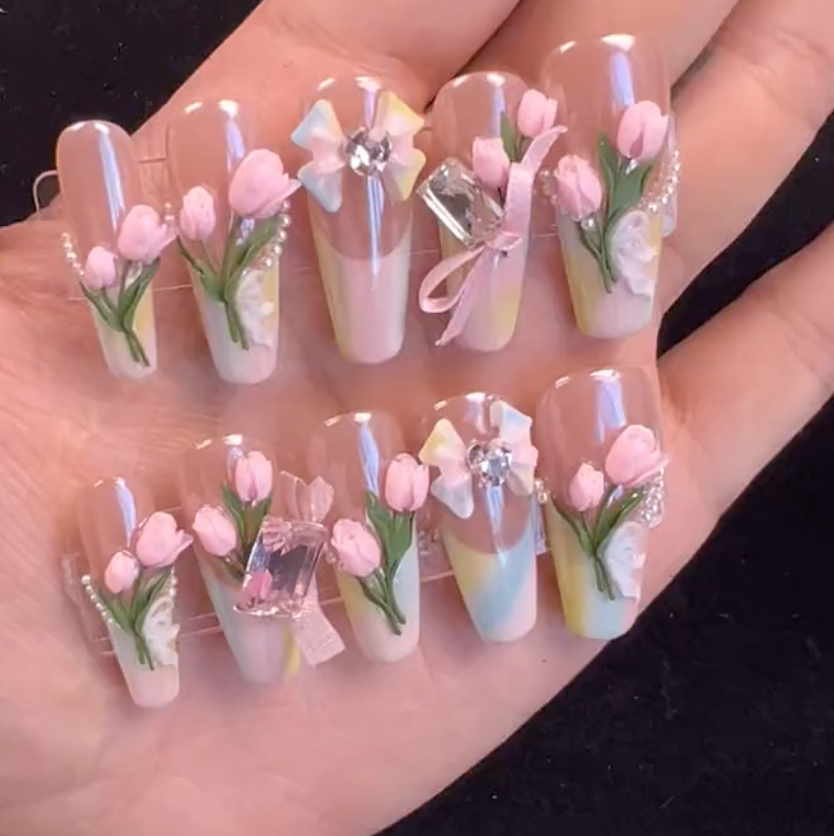 【  999】hand made;  Press-on nails; Sweetie